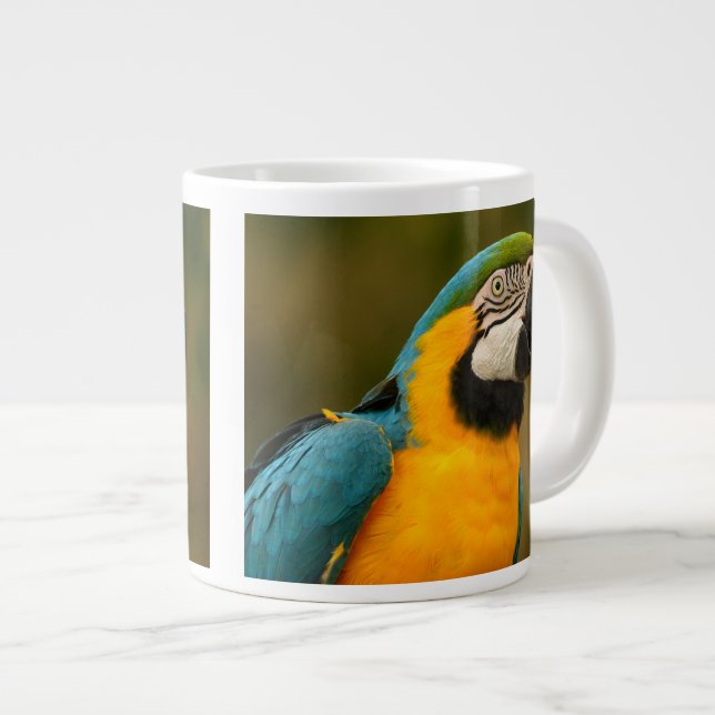 Taza De Café Grande macaw del azul y del oro (Derecha)