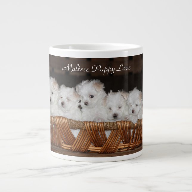 Taza De Café Grande Maltés, Cachorro, Amor, Cocina, Café, Té (Frente)