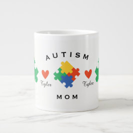 Taza De Café Grande Mamá del autismo personalizado