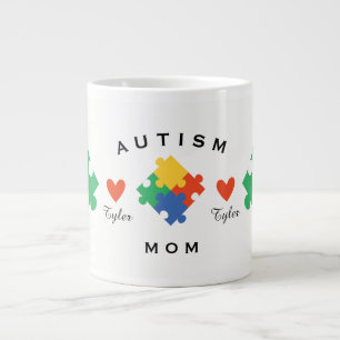 Taza De Café Grande Mamá personalizada del autismo