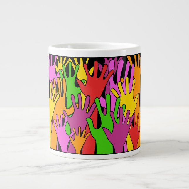 Taza De Café Grande Manos que agitan (Frente)