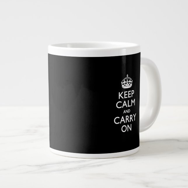Taza De Café Grande MANTENER LA CALMA Y MANTENER EN negro sólido (Derecha)
