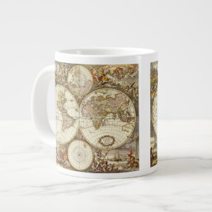 Taza De Café Grande Mapa Antiguo del Mundo Antiguo de Frederick de Wit