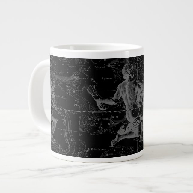 Taza De Café Grande Mapa de constelación de Rótulo de Aquarius de Heve (Izquierda)
