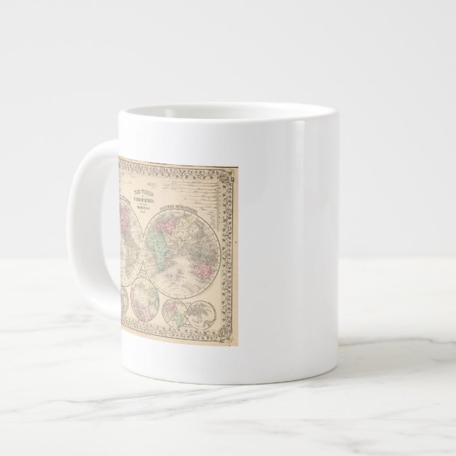 Taza De Café Grande Mapa de hemisferios mundiales de Mitchell (Izquierda)