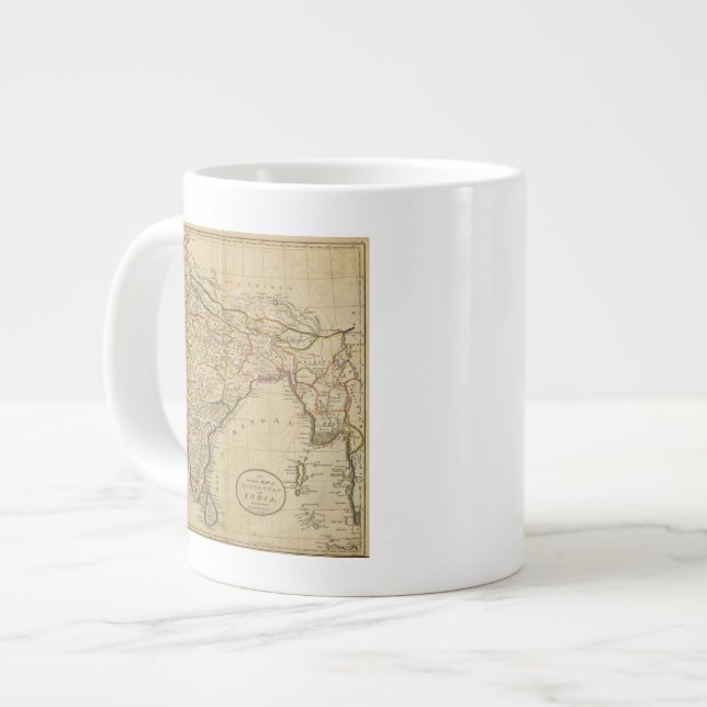 Taza De Café Grande Mapa de Hindostán o India (Izquierda)