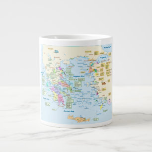 Taza De Café Grande Mapa de la era homérica Grecia con las etiquetas