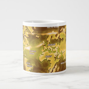 Taza De Café Grande Mapa de la Tierra inundada