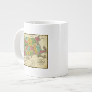 Taza De Café Grande Mapa de Massachusetts y de Connecticut