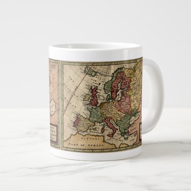 Taza De Café Grande Mapa del anticuario 1721 de Europa del Moll de (Derecha)