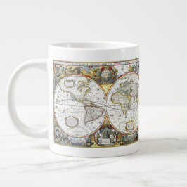 Taza De Café Grande Mapa del Antiguo Mundo de Hendrik Hondius, 1630