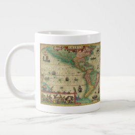 Taza De Café Grande Mapa del Antiguo Mundo de las Américas por Hondius