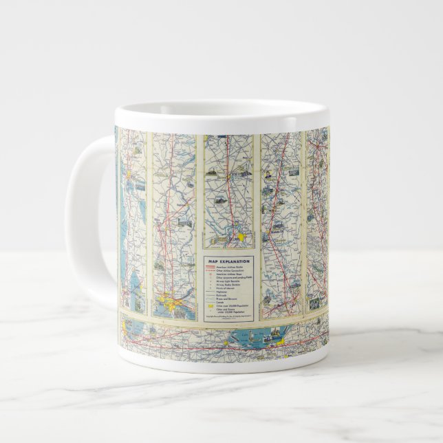 Taza De Café Grande Mapa del sistema Verso American Airlines (Izquierda)