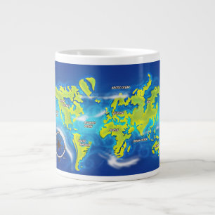 Taza De Café Grande Mapa inundado de la tierra