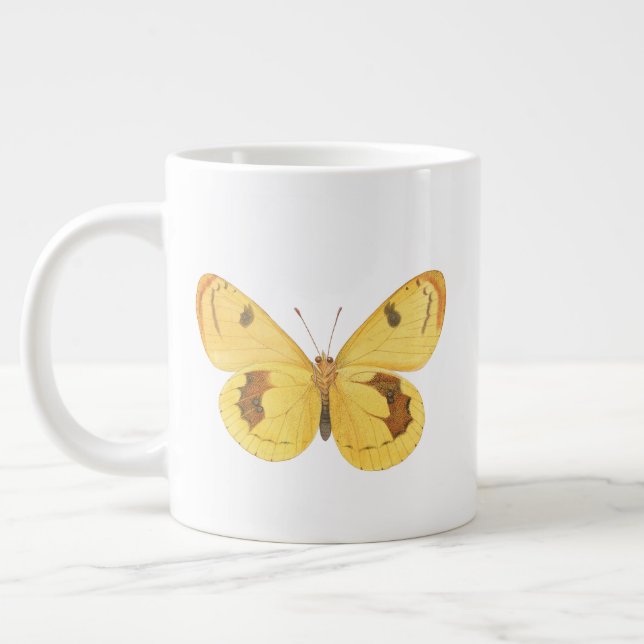 Taza De Café Grande Mariposa amarilla - Bella Artes de cosecha elegant (Izquierda)