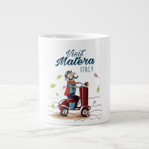 Taza De Café Grande Matera Italia Dibujo Scooter impresión de viaje