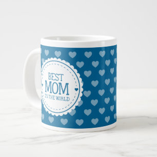 Taza De Café Grande Mejor mamá en el mundo Corazón y Círculo Azul