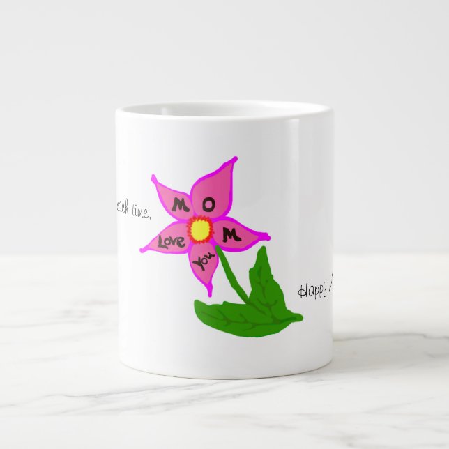 Taza De Café Grande Mensaje feliz Día de la Madre (Frente)