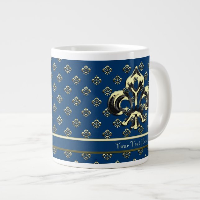 Taza De Café Grande Metálico Fleur de lis (Oro) (Derecha)