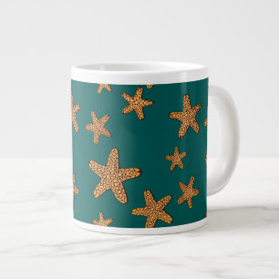 Taza De Café Grande Modelo anaranjado de las estrellas de mar