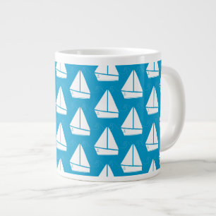 Taza De Café Grande Modelo azul claro del velero