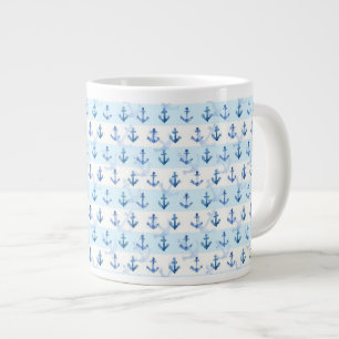 Taza De Café Grande Modelo azul en colores pastel del ancla