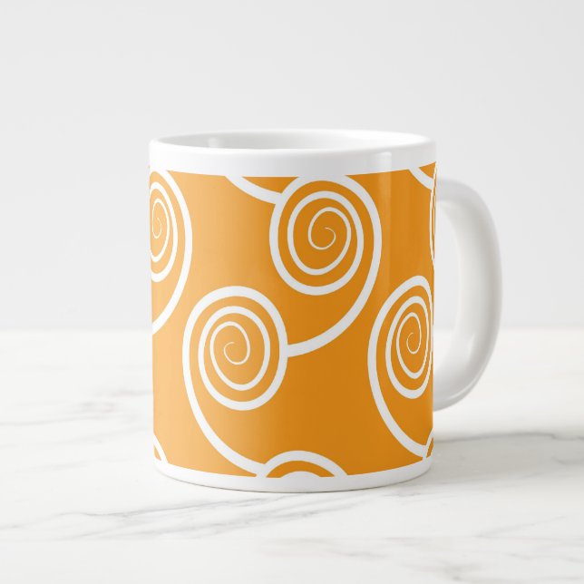 Taza De Café Grande Modelo blanco anaranjado moderno del remolino (Derecha)
