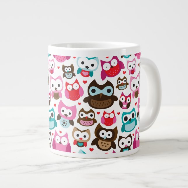 Taza De Café Grande modelo colorido del búho (Derecha)