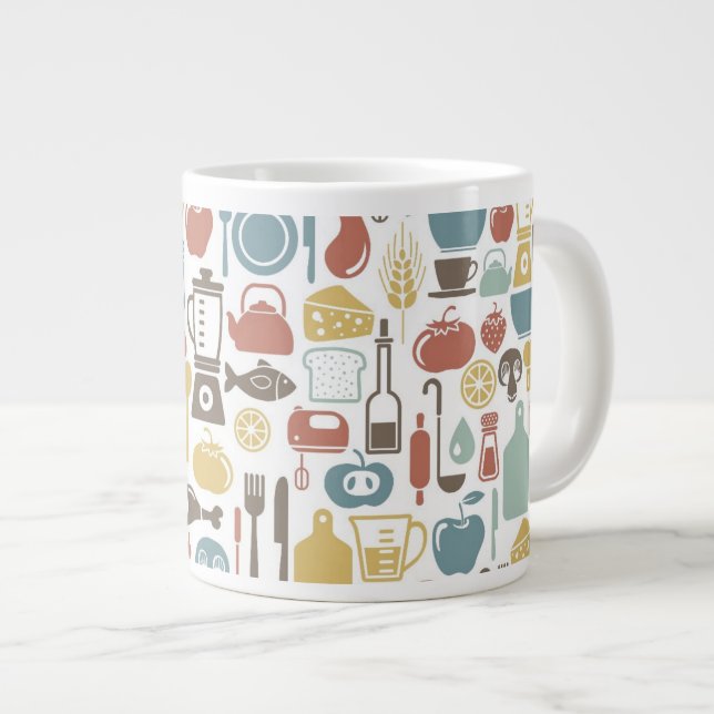 Taza De Café Grande Modelo con cocinar iconos (Derecha)