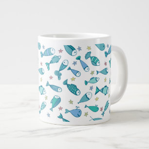 Taza De Café Grande Modelo con los pescados y las estrellas de mar