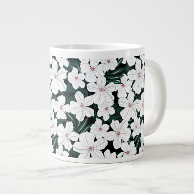 Taza De Café Grande Modelo de flores tropical blanco (Derecha)