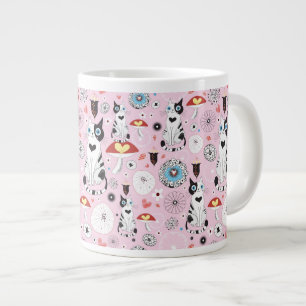Taza De Café Grande modelo de gatos y de flores