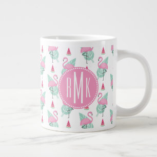 Taza De Café Grande Modelo del pastel del flamenco y de la sandía