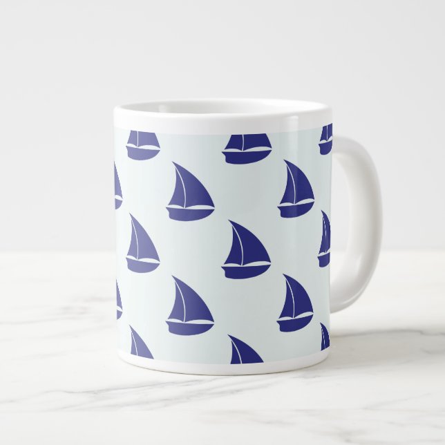 Taza De Café Grande Modelo del velero del azul real (Derecha)