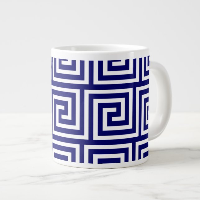 Taza De Café Grande Modelo dominante griego blanco de los azules (Derecha)