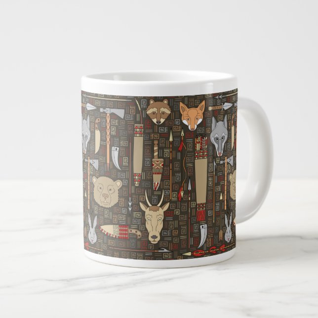 Taza De Café Grande Modelo étnico de la caza (Derecha)