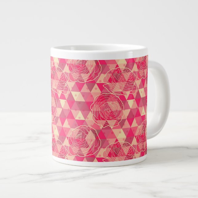 Taza De Café Grande Modelo geométrico de la flor (Derecha)