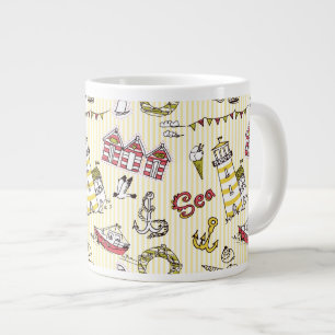 Taza De Café Grande Modelo lindo de la escena de la playa