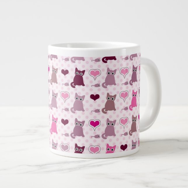 Taza De Café Grande Modelo lindo de los chicas del gatito (Derecha)