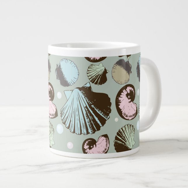 Taza De Café Grande Modelo retro del Seashell (Derecha)