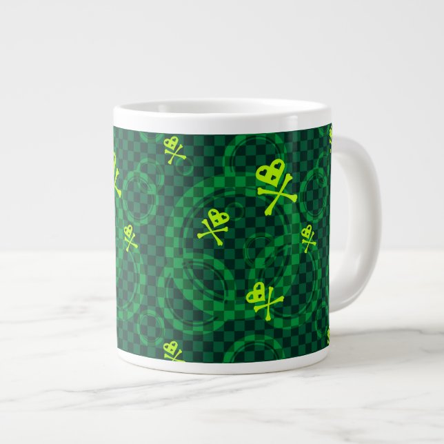 Taza De Café Grande Modelo verde de Emo con los círculos (Derecha)
