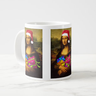 Taza De Café Grande Mona Lisa Viene Como Santa Claus