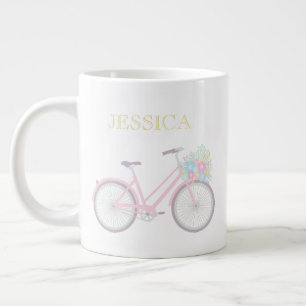 Taza De Café Grande Monograma Bicicleta de Flor Cubierta Pastel Jumbo