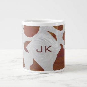 Taza De Café Grande Monograma de Vaca Marrón y Blanco