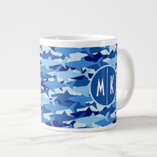 Taza De Café Grande Monograma del modelo el del tiburón azul