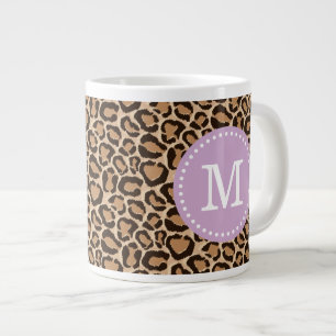 Taza De Café Grande Monograma del Personalizado de impresión púrpura y