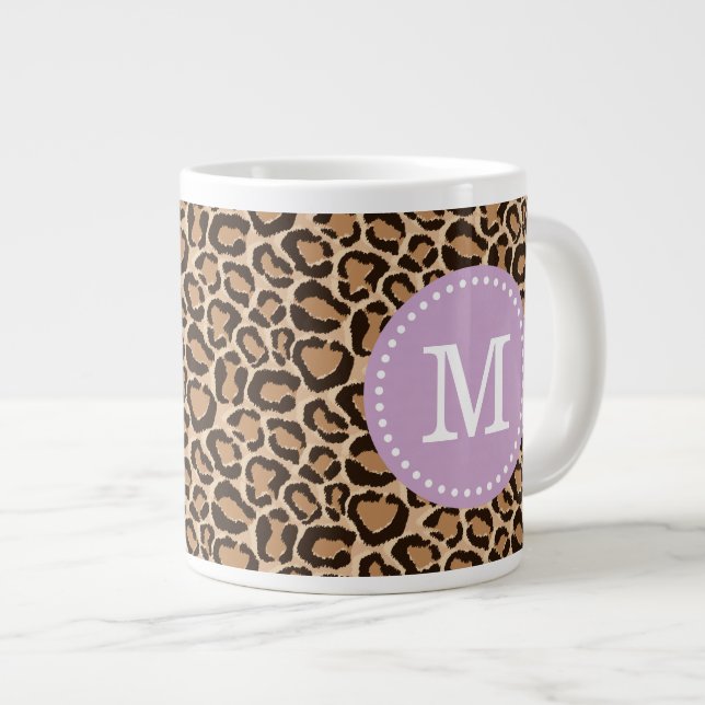 Taza De Café Grande Monograma del Personalizado de impresión púrpura y (Derecha)