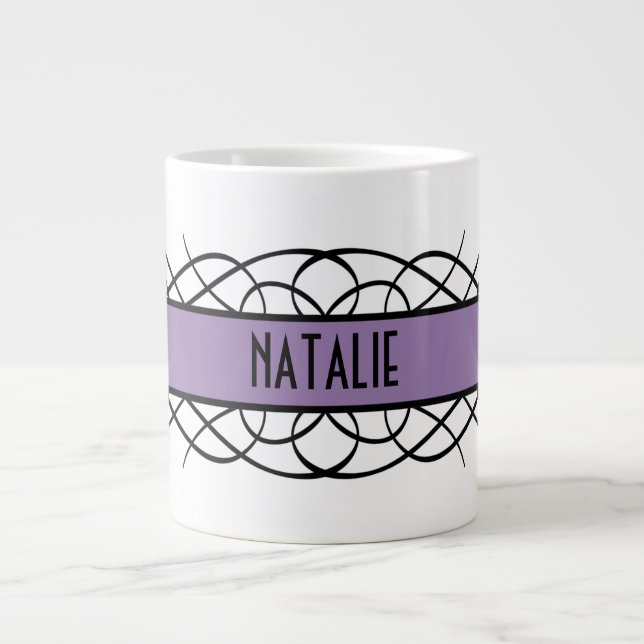 Taza De Café Grande Morado deco florecimiento Mug (Frente)