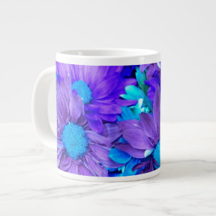 Taza De Café Grande Morado N Turquoise Daisies Mugs