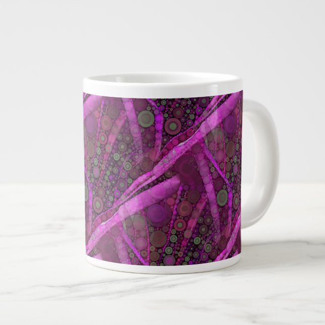 Taza De Café Grande Mosaico abstracto púrpura bonito de los círculos (Derecha)